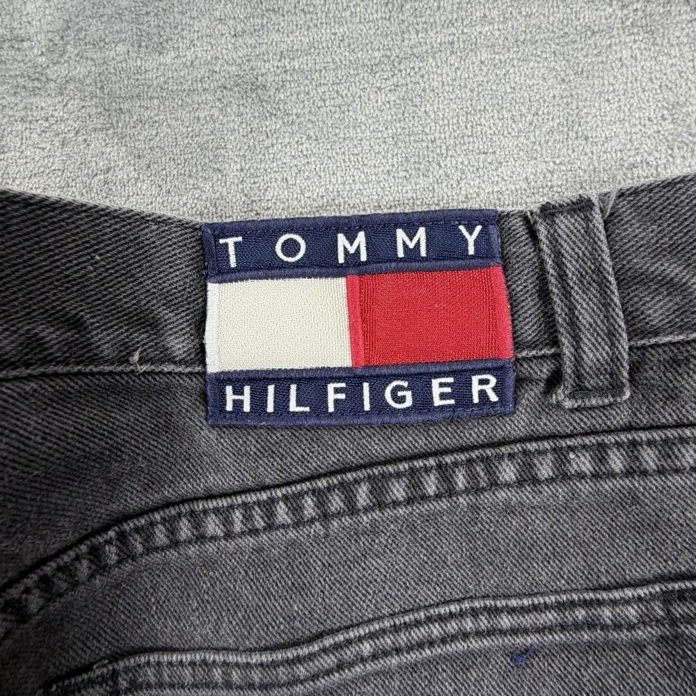 Tommy Hilfiger Jeans Mens 12 Gray Vintage Straight Leg Denim 90s Style USA Flag - Picture 4 of 10